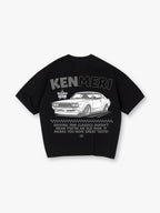 JDM Kenmeri GC110 Classic Car Checker Slogan Japanese Text Back Print  T-Shirt