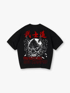 Vintage Japanese Hannya Oni Mask Bushido Kanji Honor Quote Back Print T-Shirt