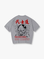 Vintage Japanese Hannya Oni Mask Bushido Kanji Honor Quote Back Print T-Shirt