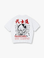 Vintage Japanese Hannya Oni Mask Bushido Kanji Honor Quote Back Print T-Shirt