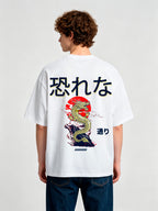 Vintage Japanese Golden Dragon Red Sun Cloud Kanji Text Back Print T-Shirt