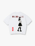 Anime Japanese School Girl Sailor Uniform JPN.GRL Red Text Japanese Kanji Back Print T-Shirt