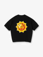 Lucky Number 13 D20 Dice Yellow Sunburst Graphic Back Print RPG Gamer Casual T-Shirt