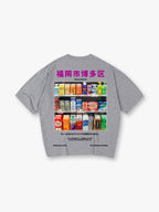 Hakata Fukuoka Japanese Convenience Store Drinks Photo Kanji God Stamped Back T-Shirt