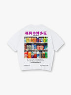 Hakata Fukuoka Japanese Convenience Store Drinks Photo Kanji God Stamped Back T-Shirt