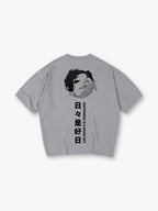 Yin Yang Black White Koi Fish Japanese Kanji Happiness Quote Vertical Text Back Print T-Shirt