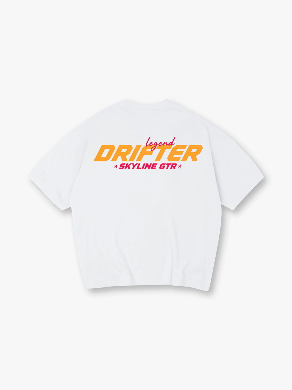 Minimal Legend Drifter Skyline GTR Bold Orange Red Racing Text Back Print T-Shirt