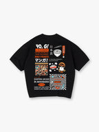 Vintage Akihabara Japan Manga Ramen Maneki Neko Collage Kanji Text Back Print T-Shirt