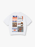 Vintage Akihabara Japan Manga Ramen Maneki Neko Collage Kanji Text Back Print T-Shirt