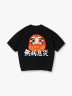 Cute Red Japanese Daruma Doll Safe Home No Sickness Disaster Kanji Print T-Shirt