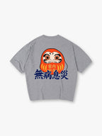 Cute Red Japanese Daruma Doll Safe Home No Sickness Disaster Kanji Print T-Shirt