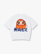 Cute Red Japanese Daruma Doll Safe Home No Sickness Disaster Kanji Print T-Shirt
