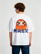 Cute Red Japanese Daruma Doll Safe Home No Sickness Disaster Kanji Print T-Shirt