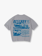 Art Nissan Skyline GT-R R34 JDM Destroy Kanji Checkered Racing Graphic T-Shirt