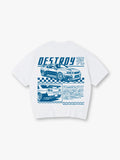 Art Nissan Skyline GT-R R34 JDM Destroy Kanji Checkered Racing Graphic T-Shirt