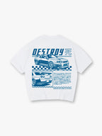 Art Nissan Skyline GT-R R34 JDM Destroy Kanji Checkered Racing Graphic T-Shirt