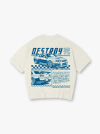 Art Nissan Skyline GT-R R34 JDM Destroy Kanji Checkered Racing Graphic T-Shirt