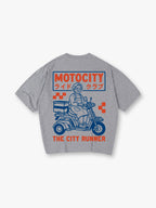 Vintage Motocity Grandma Scooter Delivery Bike Japanese Katakana City Runner Print T-Shirt