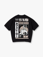 Vintage Anime Girl Scooter Tokyo Cafe Racer Mixed Japanese Text T-Shirt
