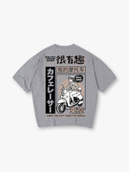 Vintage Anime Girl Scooter Tokyo Cafe Racer Mixed Japanese Text T-Shirt