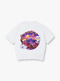 Vibrant Japanese Fuji Mountain Red Koi Carp Cherry Blossom Torii Gate Sunset Cloud Print  T-Shirt