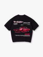 Vintage Red Dodge Charger RT Classic Muscle Car Japanese Katakana Text Back Print T-Shirt