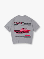 Vintage Red Dodge Charger RT Classic Muscle Car Japanese Katakana Text Back Print T-Shirt