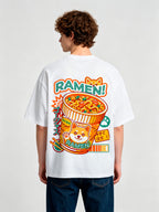 Kawaii Shiba Inu Cup Ramen Colorful Japanese Kanji Paw Print Cartoon T-Shirt