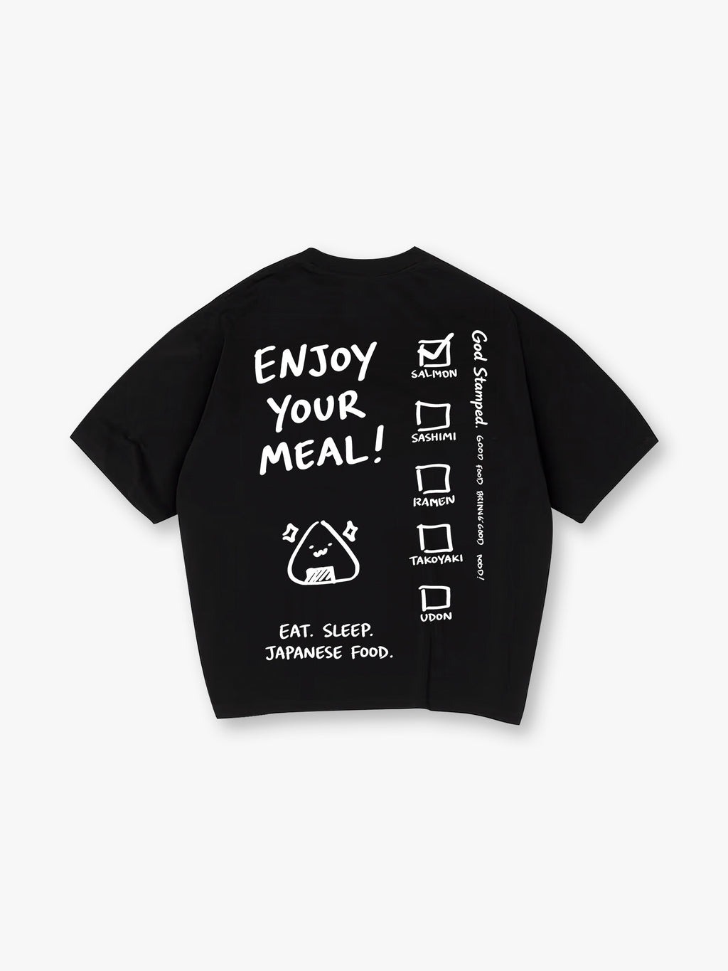 Minimal Hand Drawn Japanese Food Checklist Onigiri Enjoy Your Meal Text T-Shirt