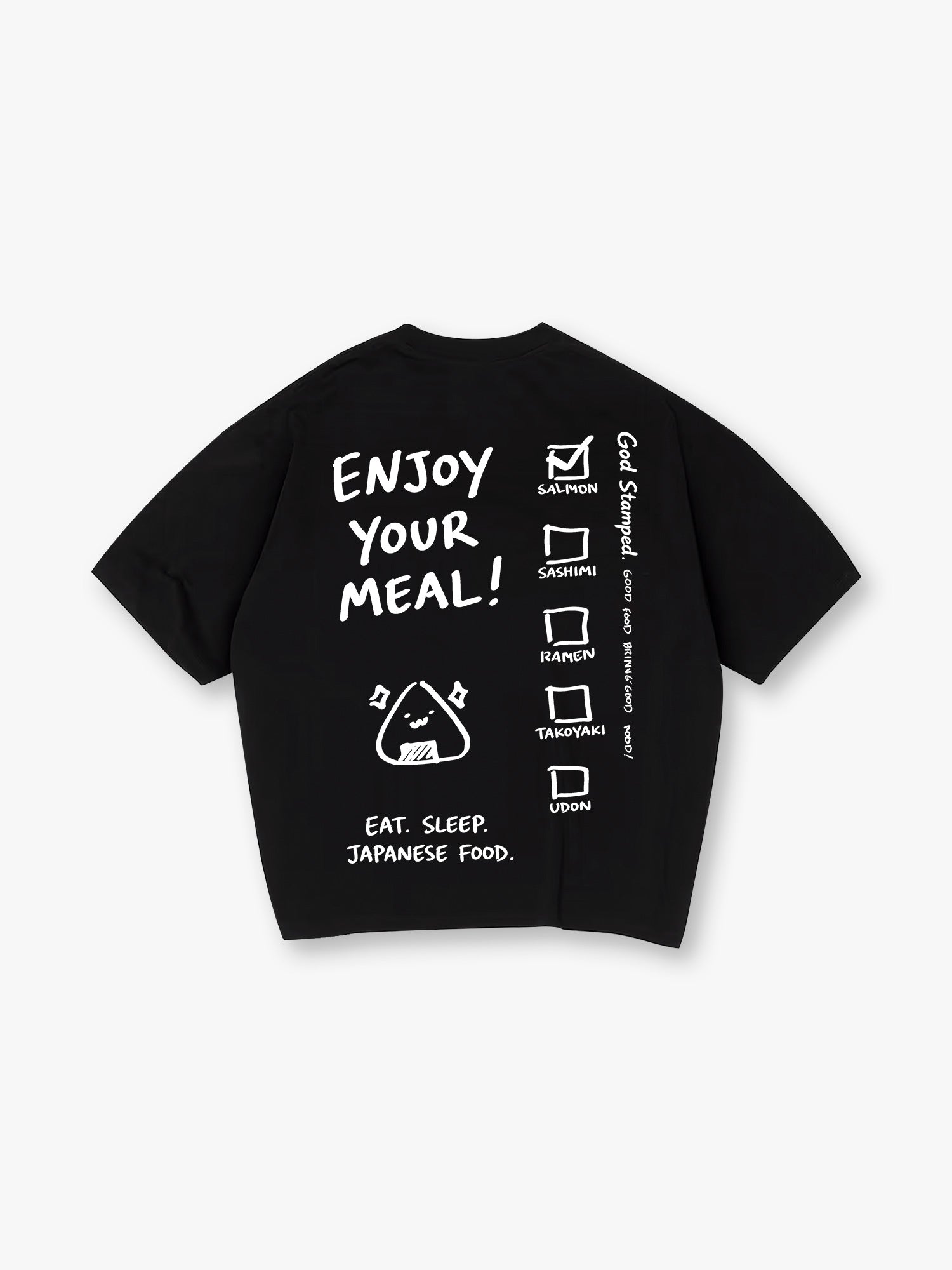 Minimal Hand Drawn Japanese Food Checklist Onigiri Enjoy Your Meal Text T-Shirt