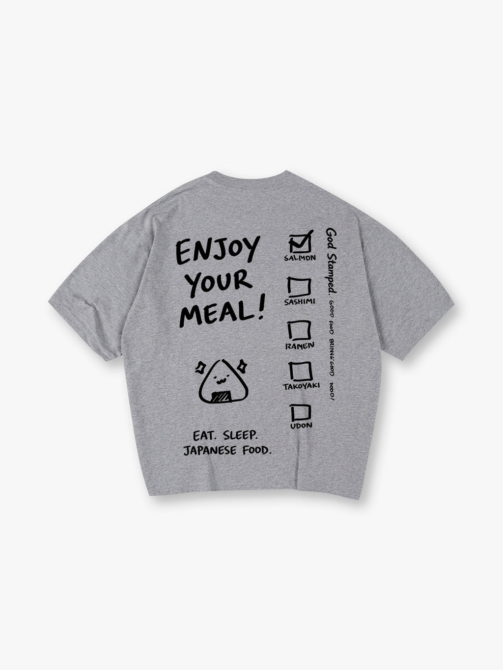 Minimal Hand Drawn Japanese Food Checklist Onigiri Enjoy Your Meal Text T-Shirt