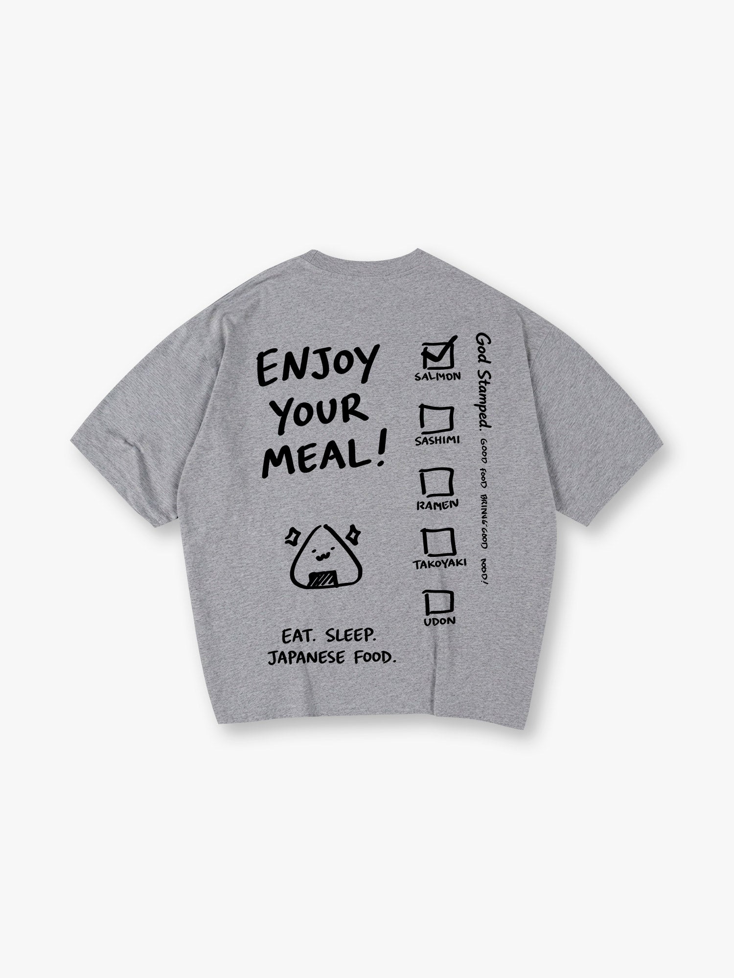 Minimal Hand Drawn Japanese Food Checklist Onigiri Enjoy Your Meal Text T-Shirt