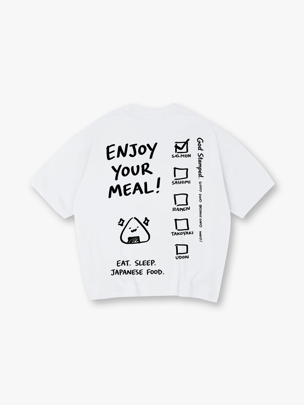 Minimal Hand Drawn Japanese Food Checklist Onigiri Enjoy Your Meal Text T-Shirt