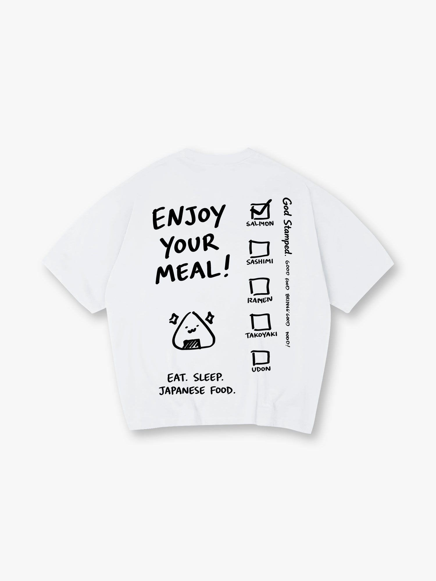 Minimal Hand Drawn Japanese Food Checklist Onigiri Enjoy Your Meal Text T-Shirt