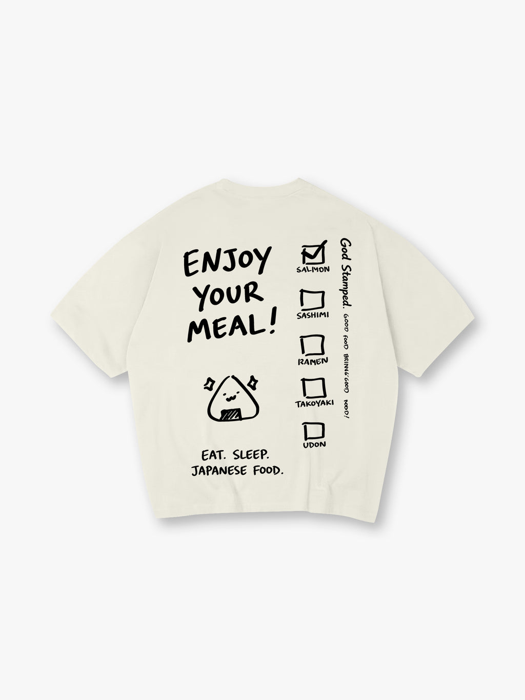 Minimal Hand Drawn Japanese Food Checklist Onigiri Enjoy Your Meal Text T-Shirt