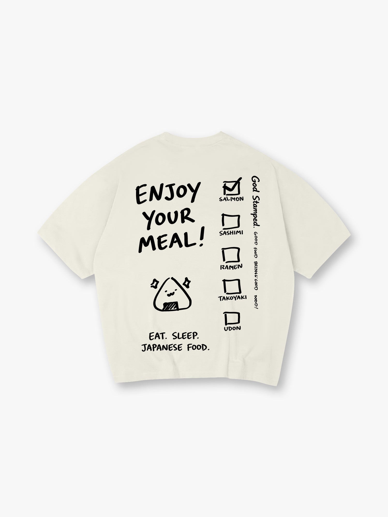 Minimal Hand Drawn Japanese Food Checklist Onigiri Enjoy Your Meal Text T-Shirt