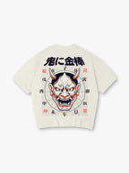 Vintage Japanese Hannya Oni Mask Zodiac Kanji  Back Print T-Shirt