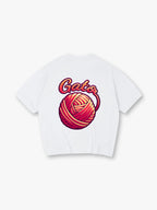 Vibrant Red Yarn Ball Gata Script Back Print T-Shirt