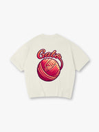 Vibrant Red Yarn Ball Gata Script Back Print T-Shirt
