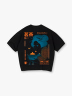 Retro Japanese Tea Geisha Illustration Kanji Back Print T-Shirt