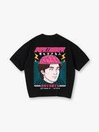 Overthinker Pink Brain Portrait Japanese Text Grid Back Print T-Shirt