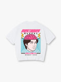 Overthinker Pink Brain Portrait Japanese Text Grid Back Print T-Shirt