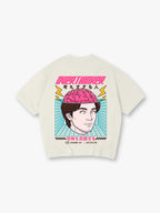 Overthinker Pink Brain Portrait Japanese Text Grid Back Print T-Shirt