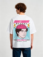 Overthinker Pink Brain Portrait Japanese Text Grid Back Print T-Shirt