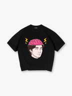 Cartoon Man Open Head Pink Brain Lightning Bolt Creative Mind Graphic  T-Shirt