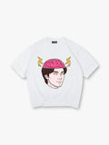 Cartoon Man Open Head Pink Brain Lightning Bolt Creative Mind Graphic  T-Shirt