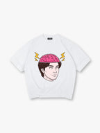 Cartoon Man Open Head Pink Brain Lightning Bolt Creative Mind Graphic  T-Shirt