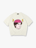 Cartoon Man Open Head Pink Brain Lightning Bolt Creative Mind Graphic  T-Shirt