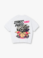 Street Tuned Car Modification Parts Box Graphic Back Print JDM Racing T-Shirt