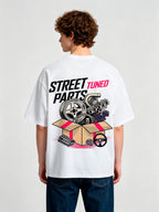 Street Tuned Car Modification Parts Box Graphic Back Print JDM Racing T-Shirt